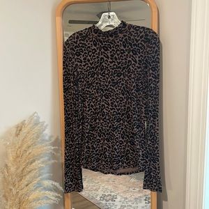 Free People Leopard Mock Neck